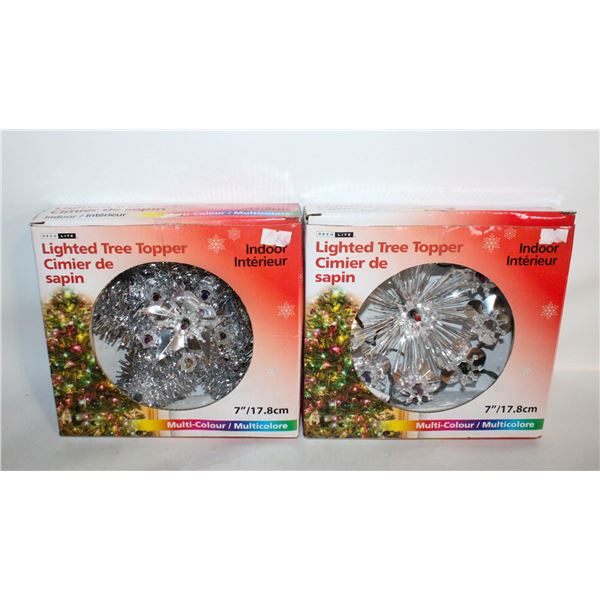 PAIR OF LIGHTED TREE TOPPERS