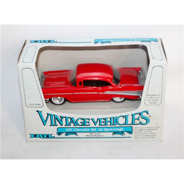 ERTL 1/43 RED 1957 CHEVROLET BEL AIR SPORT COUPE