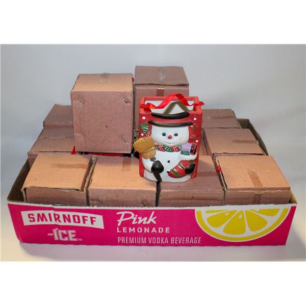 BOX OF BISQUE PORCELAIN SNOWMAN PENCIL-SCISSOR