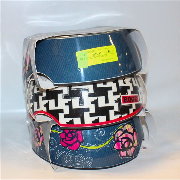 3 LARGE DOG  BOWLS 22 OZ.