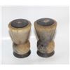 Image 1 : CARVED HORN SALT PEPPER SHAKERS ANTIQUE