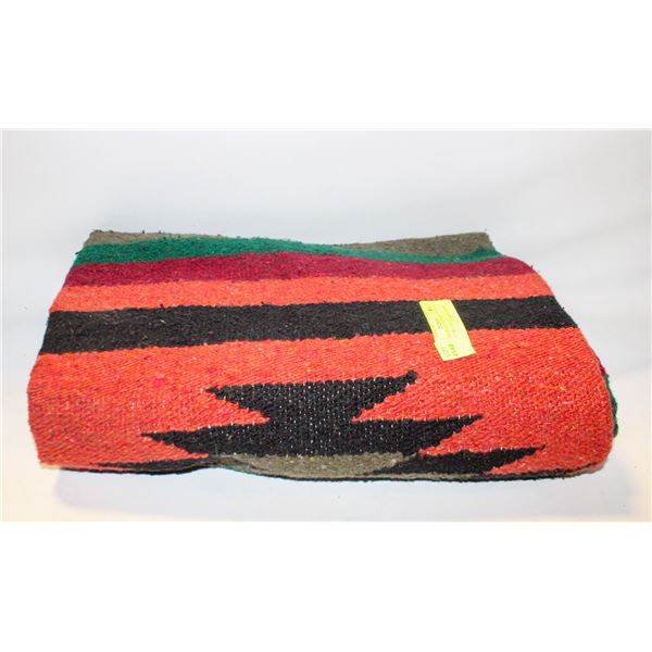 MEXICAN HEAVY WOVEN BLANKET/RUG 82"x47"