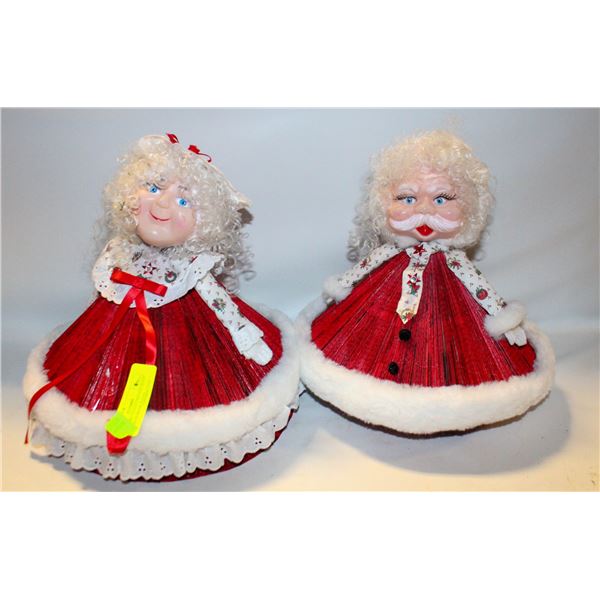 SANTA+MRS CLAUS VINTAGE MADE LOCAL FROM BOOK PAGES