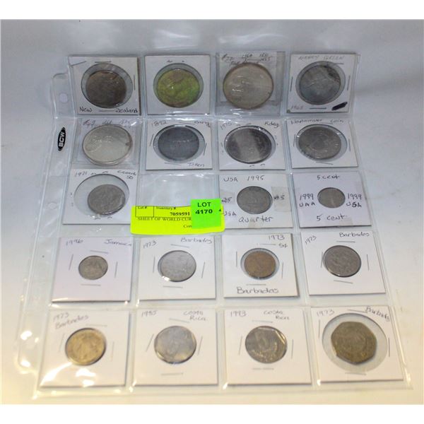 SHEET OF WORLD CURRENCY