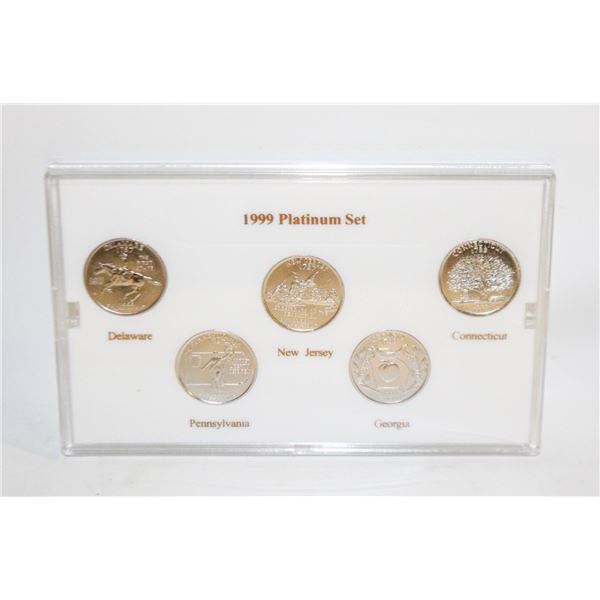 1999 PLATINUM PLATED USA STATE QUARTERS BU SET X5