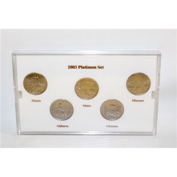 2003 PLATINUM PLATED USA STATE QUARTERS BU SET X5