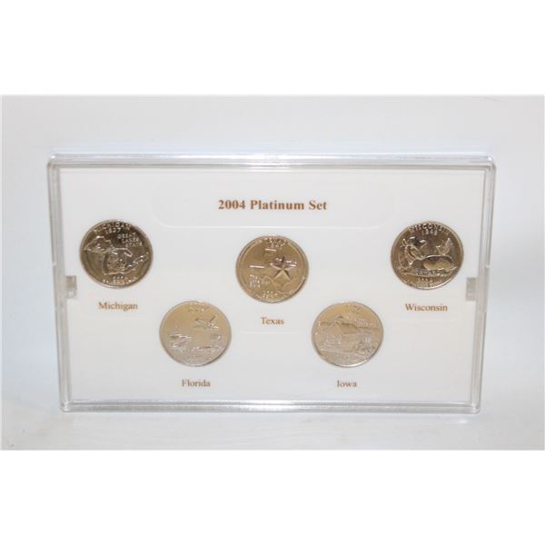 2004 PLATINUM PLATED USA STATE QUARTERS BU SET X5