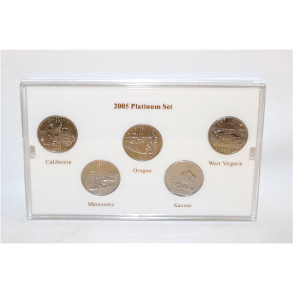 2005 PLATINUM PLATED USA STATE QUARTERS BU SET X5