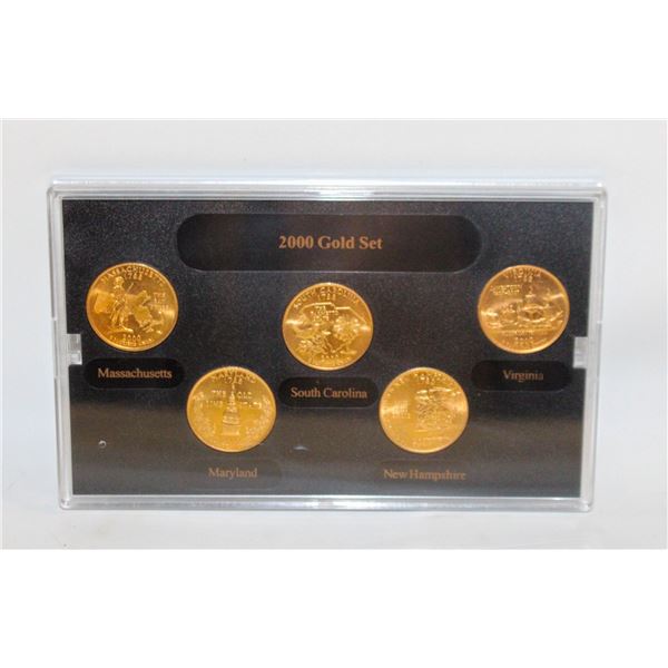 2000 GOLD PLATED USA STATE QUARTERS BU SET X5