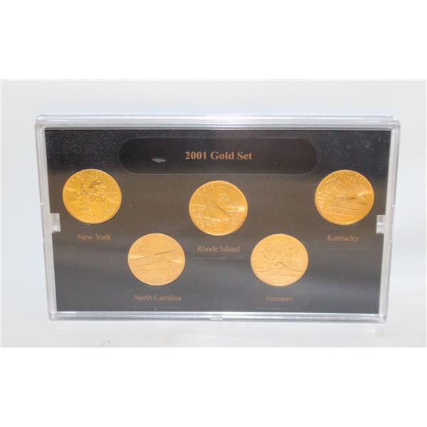 2001 GOLD PLATED USA STATE QUARTERS BU SET X5