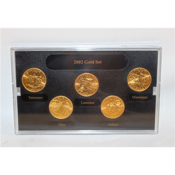 2002 GOLD PLATED USA STATE QUARTERS BU SET X5