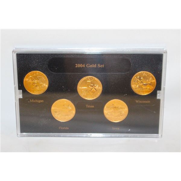 2004 GOLD PLATED USA STATE QUARTERS BU SET X5