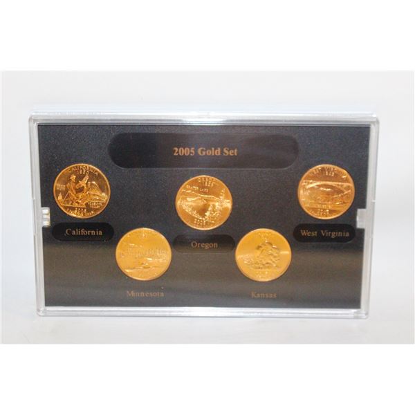 2005 GOLD PLATED USA STATE QUARTERS BU SET X5