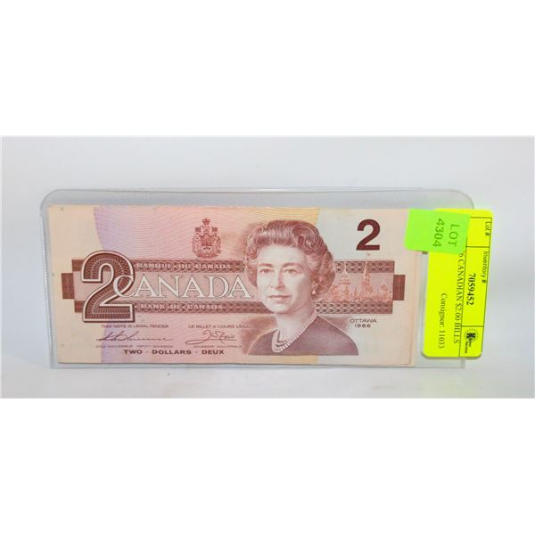 TWO 1986 CANADIAN $2.00 BILLS