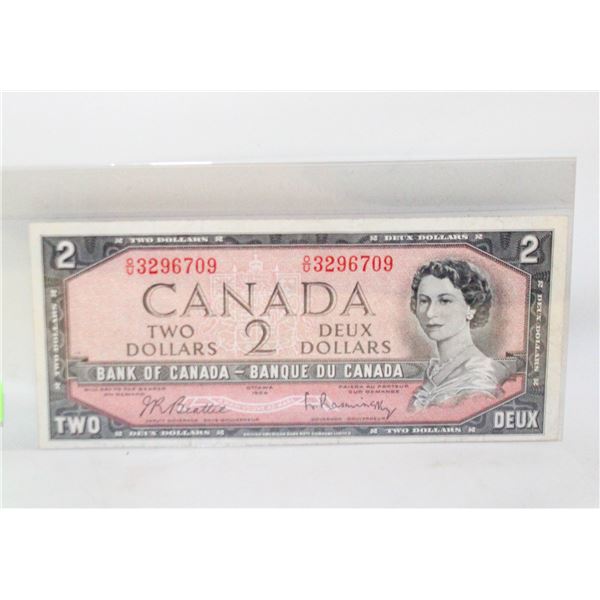 1954 CANADIAN $2.00 BANK NOTE