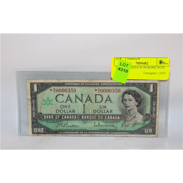 1967 CANADIAN $1.00 BANK NOTE