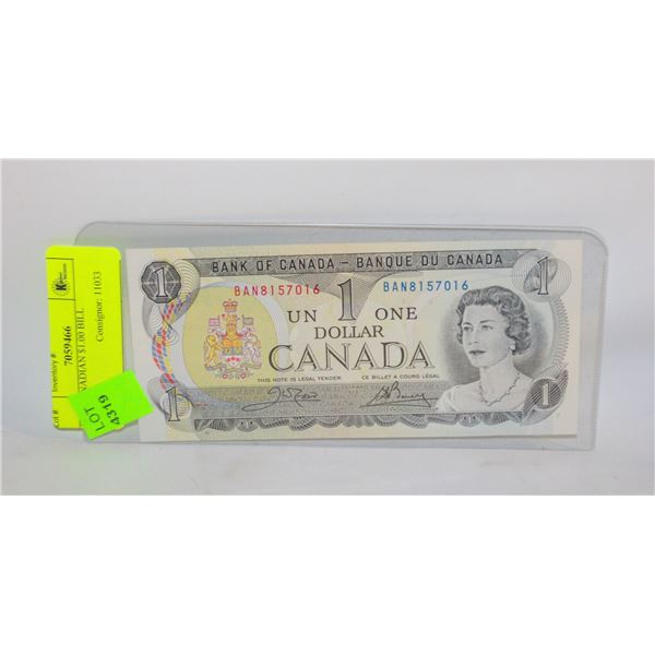 1973 CANADIAN $1.00 BILL