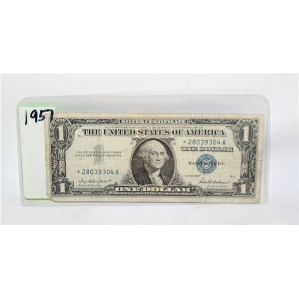 US 1957 $1 BLUE SEAL NOTE