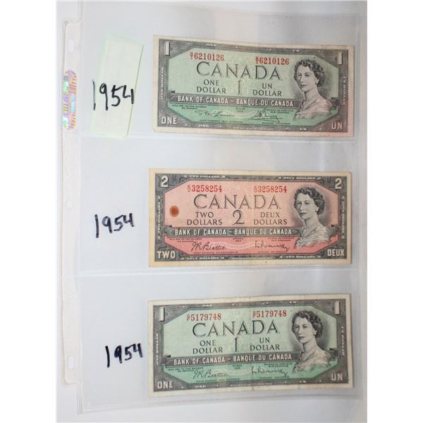 1954 2X $1 AND 1X$2 NOTES