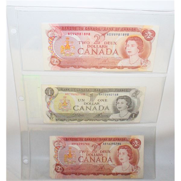 1X 1973 $1 & 2X 1974 $2 NOTES