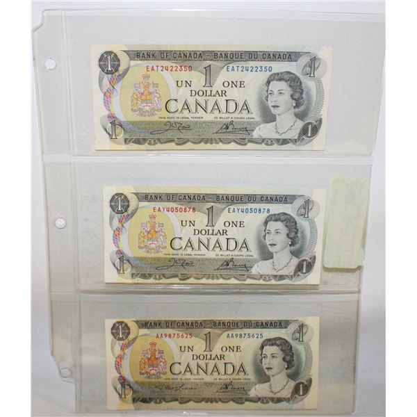 3X $1 NOTES 1973