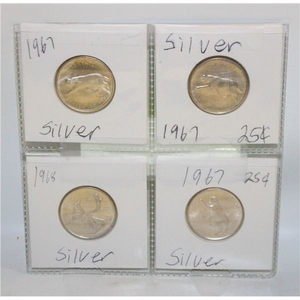 SILVER QUARTERS 3X1967 AND 1X1968