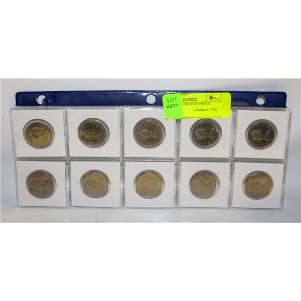 10 CANADIAN 50-CENT PIECES