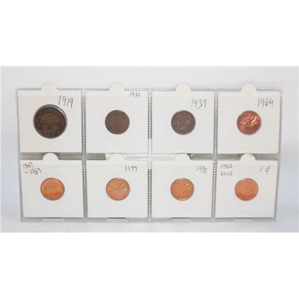 8 VARIOUS PENNIES 1919-2002 INC A 1967