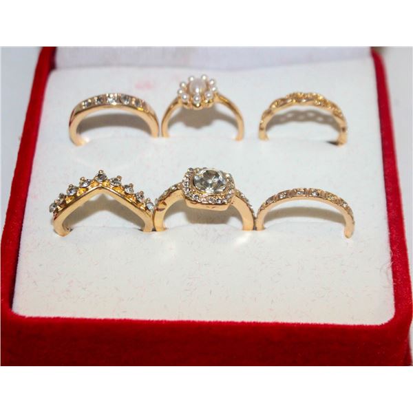 NEW SET OF 6 GOLD TONE LADIES RINGS