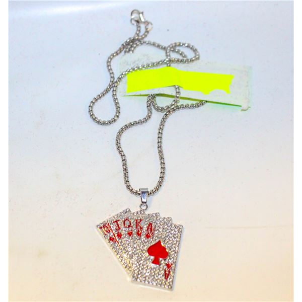 NEW POKER PLAYING CARDS CRYSTAL NECKLACE