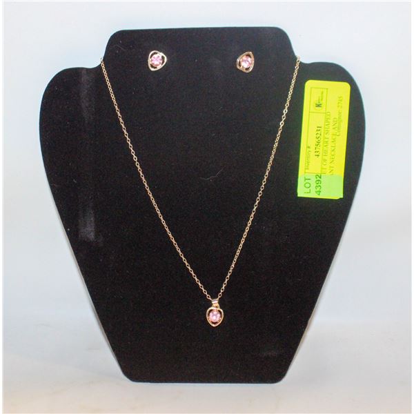 NEW SET OF HEART SHAPED PENDANT NECKLACE AND