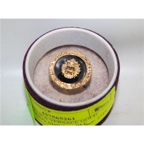 NEW REPLICA VERSACE GOLD TONED RING SZ ADJUSTABLE