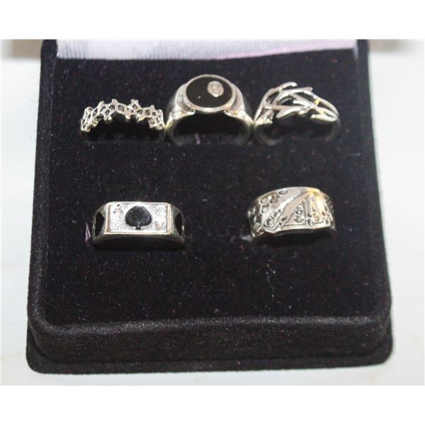 NEW 5PCS/SET PLAYING CARDS THEMED STYLE RINGS