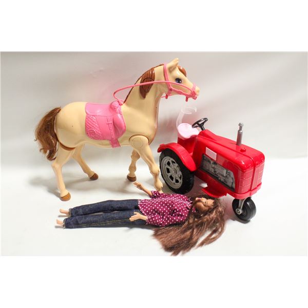 BARBIE DOLL, HORSE & TRACTOR FARM LOT