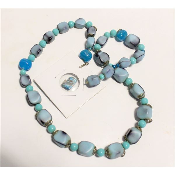 TURQUOISE STYLE VINTAGE NECKLACE & STONE