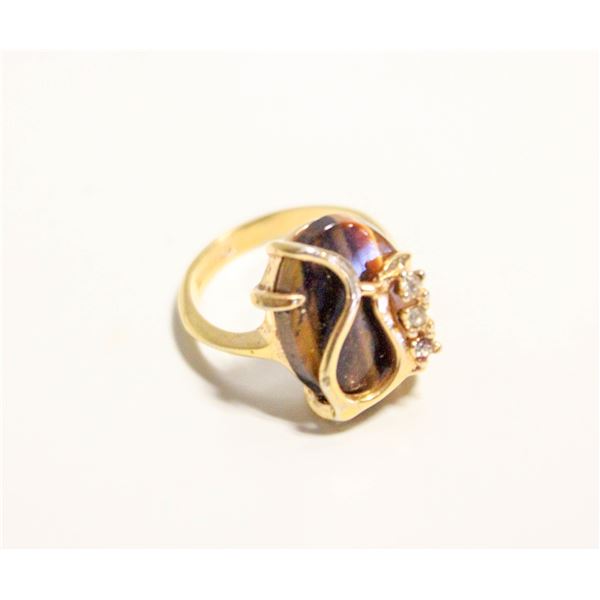 18K HGL TIGER EYE RING SIZE 5.5