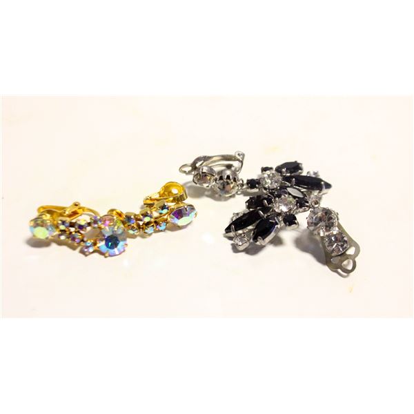 RHINESTONE EARRINGS PAIRS CLIP ONS