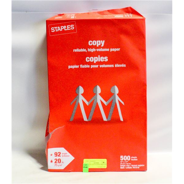 REAM OF 11X17 STAPLES 20LB COPY PAPER