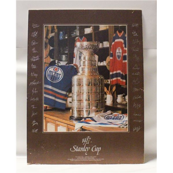 1987 AUTO PRINT-SIGNATURED OILERS STANLEY
