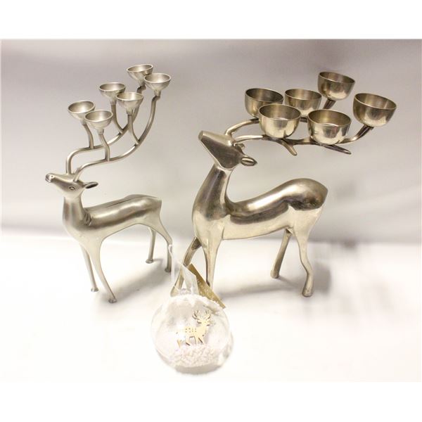 CHRISTMAS REINDEER CANDLE HOLDERS, 12" HIGH, 4.5