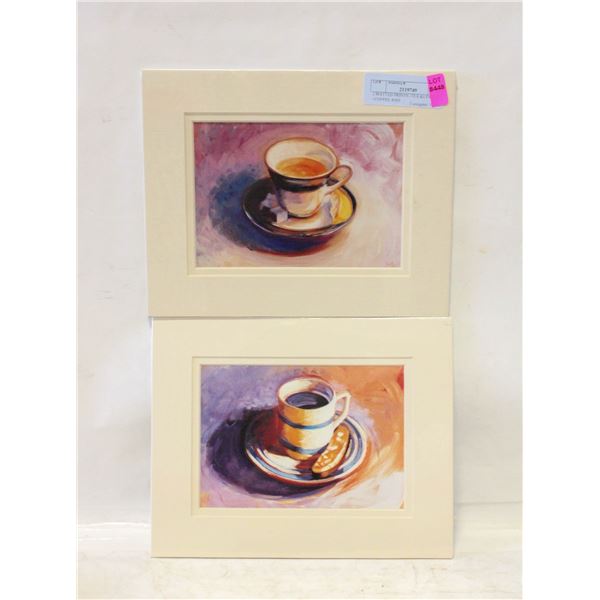 2 MATTED PRINTS -TEA &LEMON +COFFEE AND