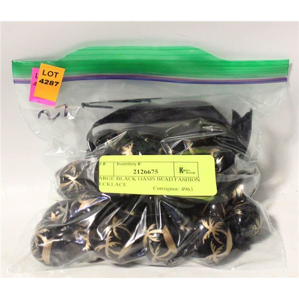 LARGE BLACK OASIS BEAD FASHION NECKLACE
