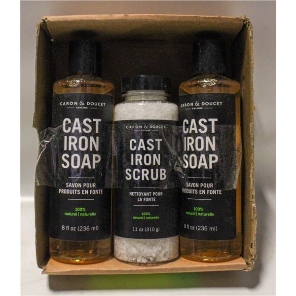 3PC BOTTLE SET CARON&DOUCET CUISINE CAST IRON KIT