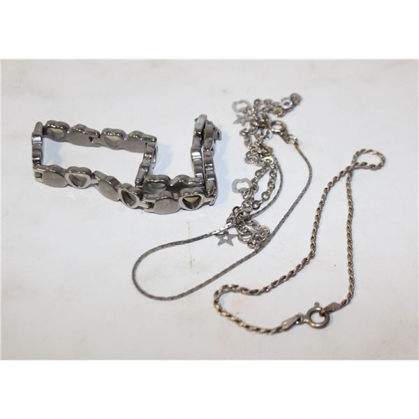 4 SILVER TONE BRACELETS