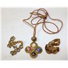 Image 1 : 2 GOLD TONE BRACELETS W/4 STONE PENDANT NECKLACE