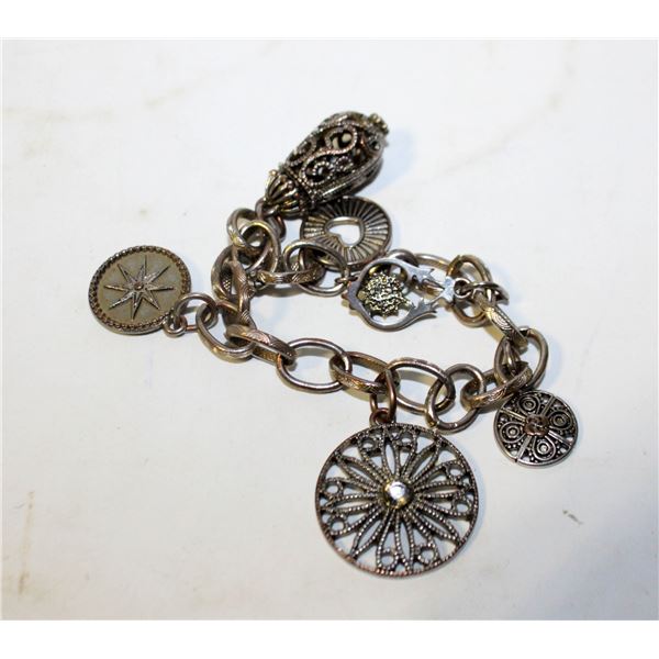 SILVER TONE CHARM BRACELET