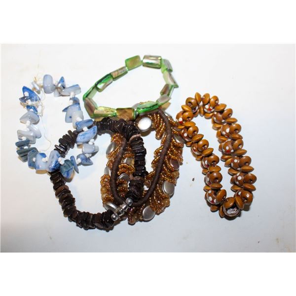 5 ROCK AND WOODEN BRACELETS
