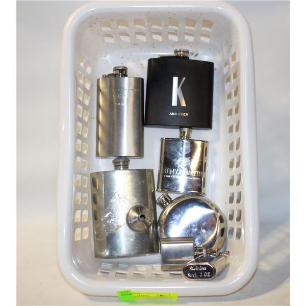 COLLECTION OF FLASKS - STEEL