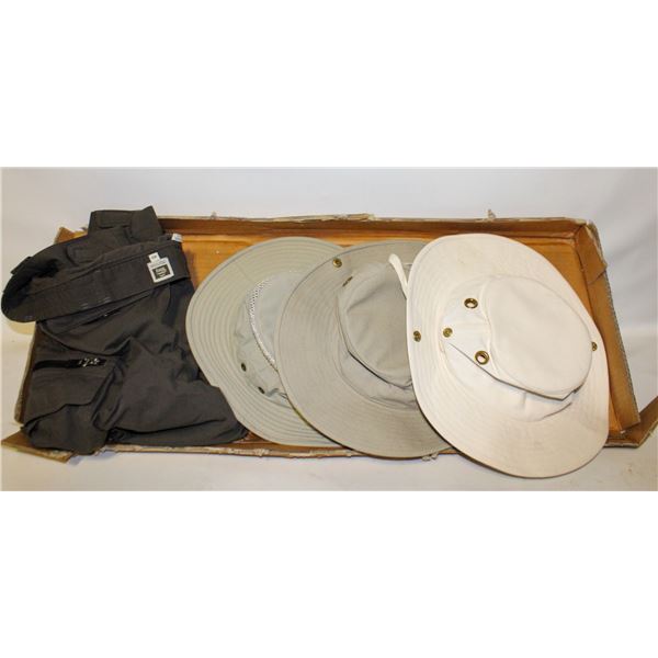 3 TILLEY ENDUTUBES HATS+PAIR OF MENS TILLEY SHORTS