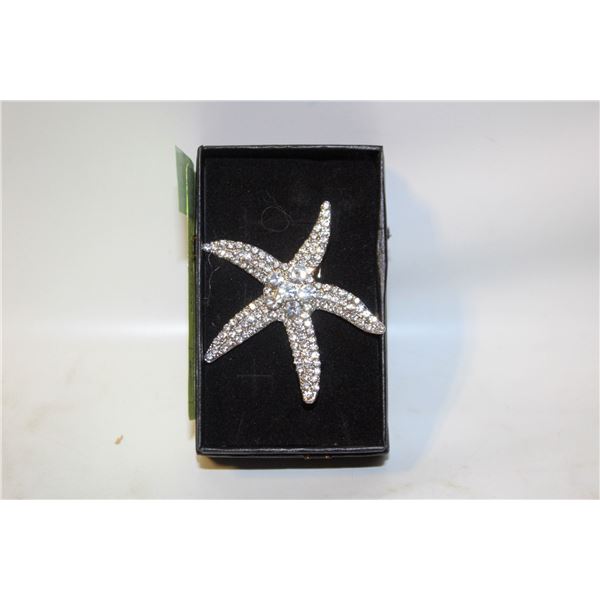 NEW STARFISH BROOCH WITH CLEAR